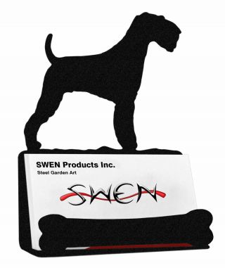 Swen Products Airedale Dog Black Metal Business Card Holder