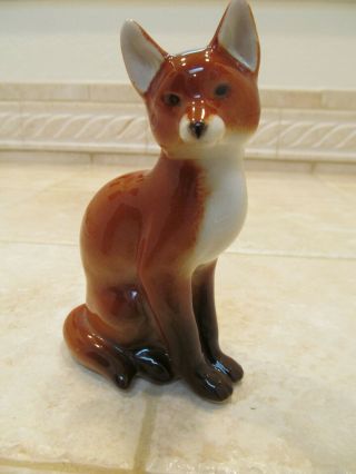 Vintage Porcelain Red Fox Figurine Russian Soviet Ussr