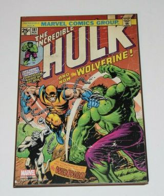 Marvel The Incredible Hulk & Wolverine 181 Comic Book Cover Wooden Wall Art