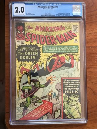 The Spiderman 14 1964 Cgc 2.  0 First Green Goblin