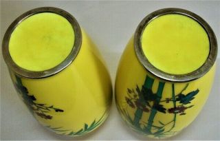 Pair Vintage Japanese Imperial Yellow Cloisonne Vases 5