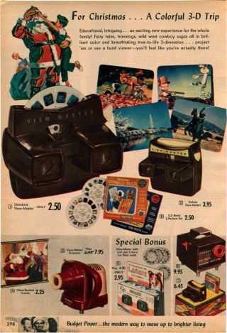 1958 Advert 2 Pg View Master Projector 3 D Deluxe Walt Disney National Parks