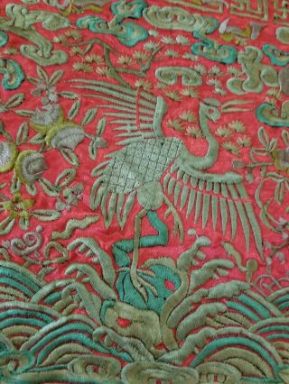 Antique Chinese Silk Hand Embroidered Rank Badge Panel 114x41 (Y20) 6