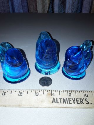 3 Hand Blown Glass Bluebirds 2 Signed By Leo Ward And 1 By Ron Ray.  As Described