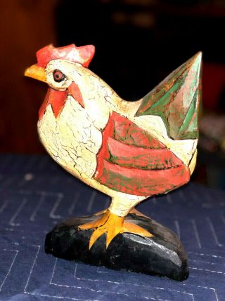 Wooden Carved Rooster & Hen - Rustic Finish - Folk Art 3