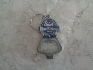 Pabst Blue Ribbon Beer Combo Key Chain/bottle Opener With Cool Pbr Logo -