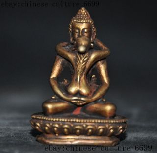 Old Tibet Buddhism Bronze 24k Gold Gilt Yab - Yum Mandkesvara Happy Buddha Statue