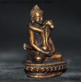 old Tibet Buddhism Bronze 24K gold Gilt Yab - Yum Mandkesvara Happy Buddha Statue 3