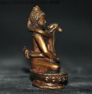 old Tibet Buddhism Bronze 24K gold Gilt Yab - Yum Mandkesvara Happy Buddha Statue 4