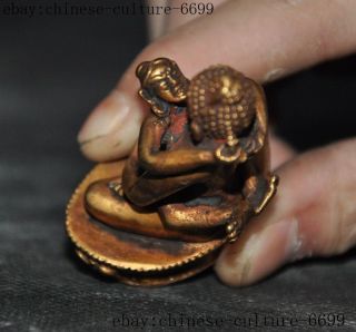 old Tibet Buddhism Bronze 24K gold Gilt Yab - Yum Mandkesvara Happy Buddha Statue 6