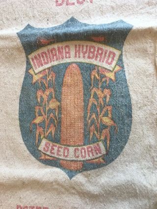 Vintage Indiana Hybrid Certified Seed Corn Bag Shelbyville Ind 2 Sided