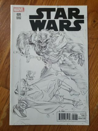 Star Wars 20 1:100 Mike Mayhew B&w Sketch Variant Cover Marvel Rare