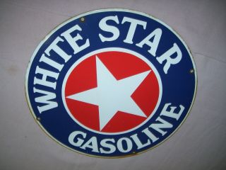 Old White Star Gasoline Porcelain Sign Pump Plate Gas Station