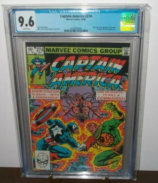 Marvel Comics 10/82 274 Captain America White Pages Cgc 9.  6