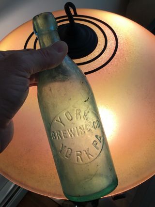 Antique York Pa Brewing Co Blob Top Beer Bottle 1800s Advertising