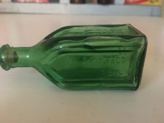 Vintage Mini Green Chief Wahoo Electric Tonic Cathedral Glass Bottle Taiwan 3
