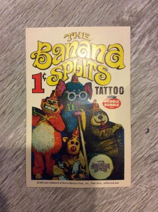 1969 Fleer Banana Splits Tattoo Bubble Gum Machine Insert Cardhanna Barbera