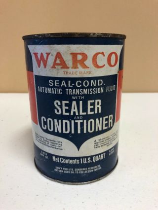 Vintage Warco Automatic Transmission Fluid Can 1 Quart Full Rare Oil Can