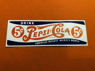 Pepsi Cola Drink Pop Delicious 5 Cent Embossed Metal Tin Sign Vintage Decor