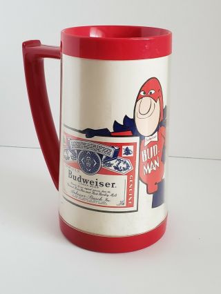 Vintage Thermo - Serv Bud Man Budweiser Beer Advertising Insulated Mug Hard Find