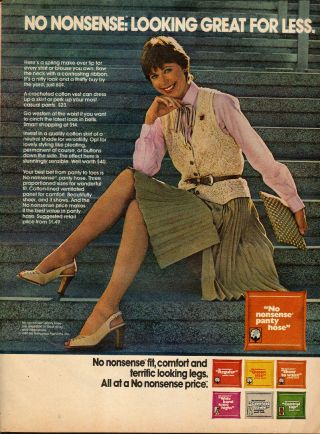 1970s Vintage Hosiery Ad No Nonsense Pantyhose Cute Model On Steps 040116