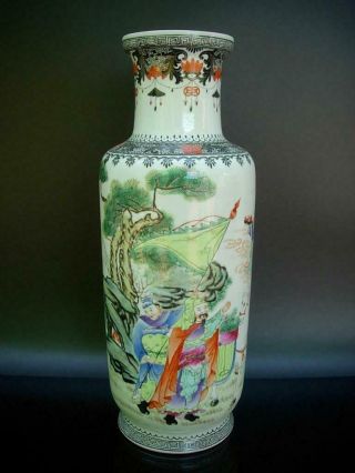 OLD CHINESE FAMILLE ROSE VASE WITH FIGURES AND INSCRIPTION,  REPUBLIC PERIOD 2