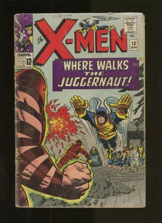 X - Men 13 Gd 2.  0 1 Book (1965 Marvel) 2nd App.  Juggernaut 1st " Pop - Art " Logo