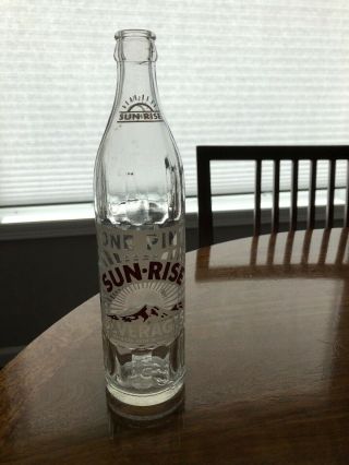 Vintage Sun Rise Beverage Clear Glass Bottle/1 Pint - Drink With Pleasure