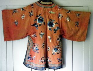 Antique Chinese Qing Dynasty Embroidered Silk Robe 2