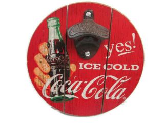 Coca - Cola Bottle Opener Wood Red Yes Ice Cold - 3