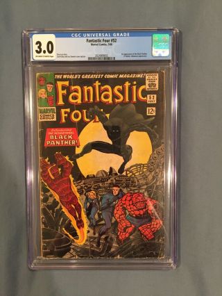 Cgc 3.  0 Fantastic Four 52 Marvel Comics 1966 1st Appearance Of Black Panther