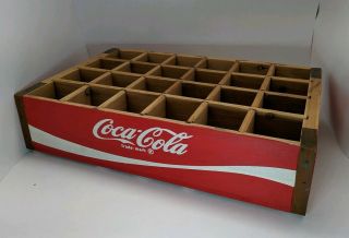 Vintage Looking Coca Cola Red Wooden 24 Coke Bottle Crate Carrier Box