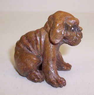 Small Vintage Cold Painted Bronze Bullmastiff French Mastiff Puppy Dog Miniature