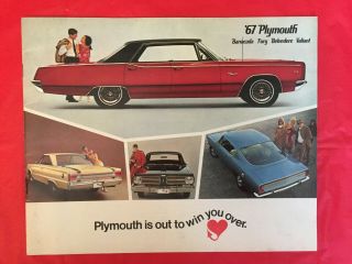 1967 Plymouth " Barracuda Belvedere Fury Valiant " Car Dealer Sales Brochure