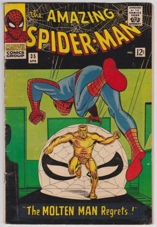 Spider - Man 35 Vg 4.  0 Molten Man Steve Ditko Art