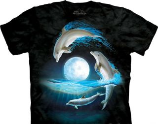 Over The Moon Jumping Dolphins Art Tie - Dye T - Shirt,  Unworn