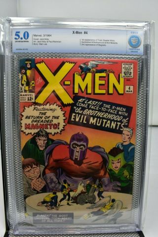 X - Men 4 Cbcs 5.  0 Not Cgc Marvel 1964 1st Scarlet Witch Brotherhood 2nd Magneto