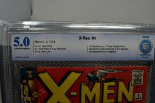 X - Men 4 CBCS 5.  0 Not CGC Marvel 1964 1st Scarlet Witch Brotherhood 2nd Magneto 2