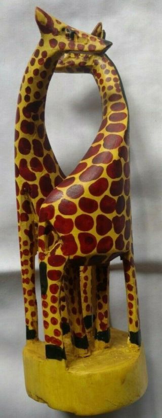 Wooden Hand Carved Giraffe 9 Inches Tall Handmade Carving By Masai Kenya