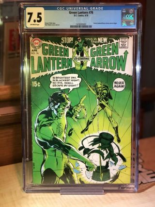 Green Lantern 76 Cgc 7.  5 (ow - W) Classic Neal Adams Cover