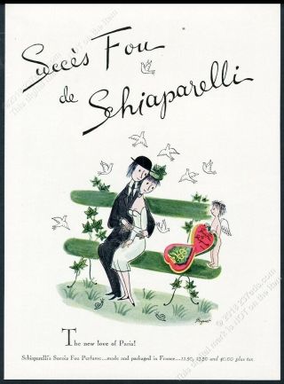 1953 Raymond Peynet Couple In Love Art Schiaparelli Succes Fou Perfume Print Ad
