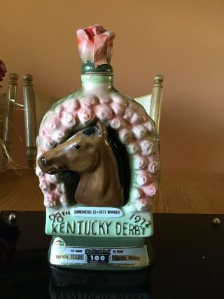 Vintage 1972 98th Kentucky Derby Jim Beam Decanter Run For The Roses