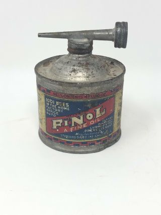 Rare Finoil Lead Top Oiler - Vintage Gas And Oil