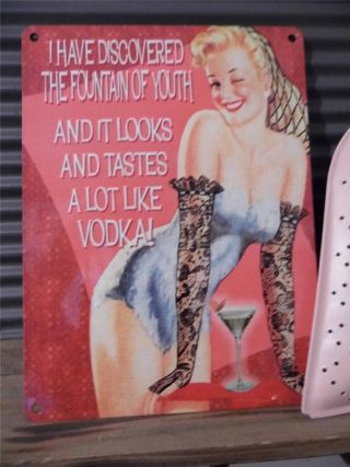 Vintage Retro Style Metal Wall Sign Plaque The Fountain Of Youth - Vodka Fab