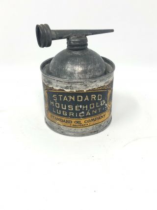 Vintage Standard Household Lubricant Can Lead Top Antique Handy Oiler 2
