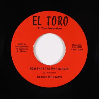 Funk 45 - Herbie Williams - Now That The War Is Over - El Toro - Vg,  Mp3