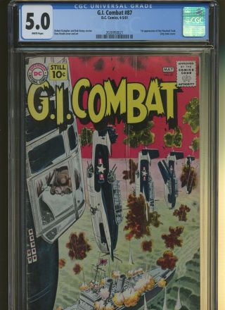G.  I.  Combat 87 Cgc 5.  0 | Dc 1961 | 1st Haunted Tank.  Grey Tone Cover.