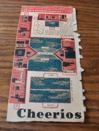 Vintage 1948 Lone Ranger Frontier Town 6 Cheerios Box Punch Out