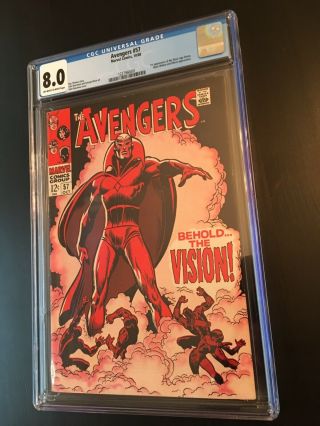 Avengers 57 Cgc 8.  0 Ow To White Pgs.  1st Vision