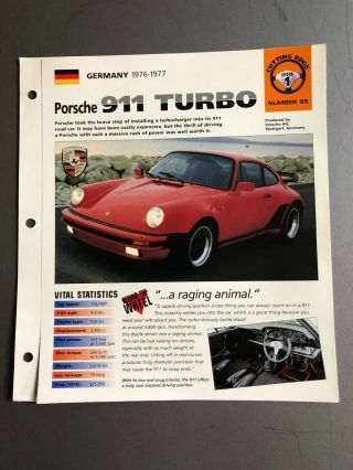 1976 - 1977 Porsche 911 Turbo Coupe Imp " Hot Cars " Spec Sheet / Folder Brochure